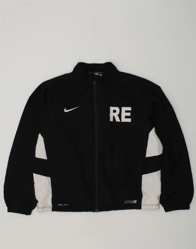 men's lightweight puffer jackets -NIKE Boys Dri Fit Tracksuit Top Jacket 10-11 Years Medium  Black