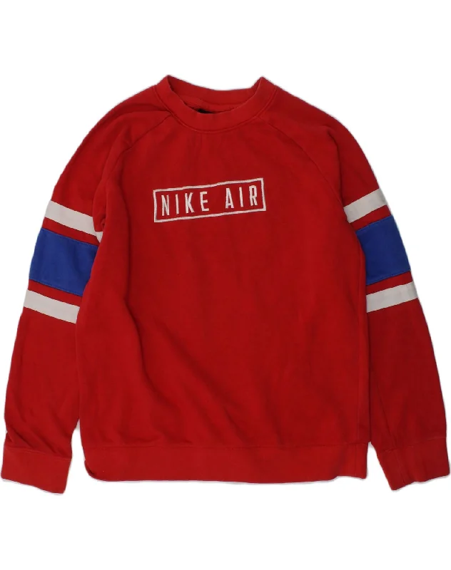 men's hoodie with unique design -NIKE Boys Graphic Sweatshirt Jumper 11-12 Years Medium Red Cotton