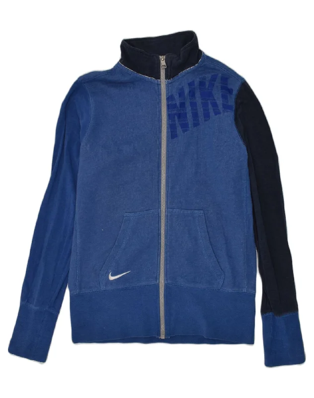 men's weather-resistant jackets -NIKE Boys Graphic Tracksuit Top Jacket 13-14 Years XL Blue Colourblock