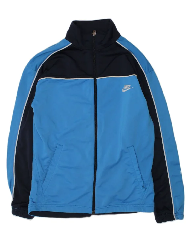 men's padded jackets -NIKE Boys Graphic Tracksuit Top Jacket 13-14 Years XL Blue Polyester