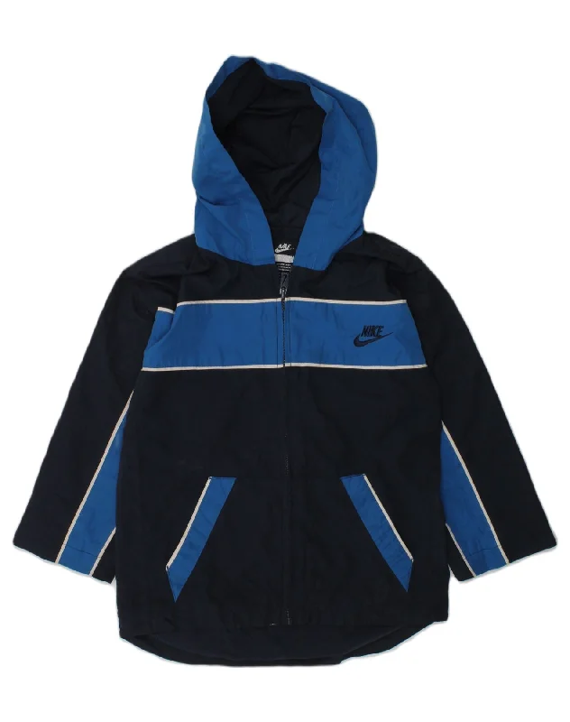 men's formal jackets -NIKE Boys Hooded Tracksuit Top Jacket 11-12 Years Navy Blue Polyester