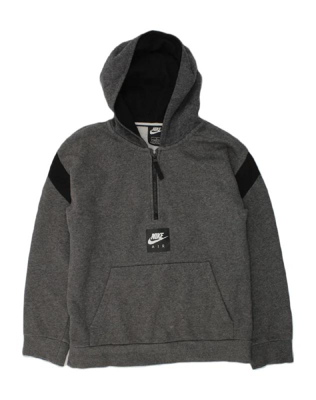 men's hoodie for layering -NIKE Boys Hoodie Jumper 12-13 Years Large  Grey Cotton