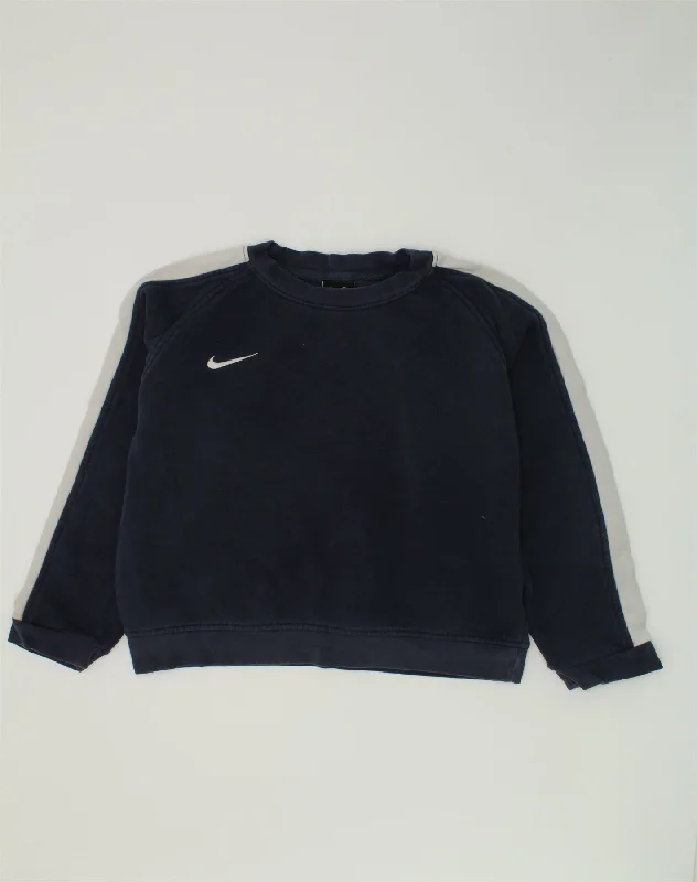 men's hoodie for cold weather -NIKE Boys Sweatshirt Jumper 8-9 Years Small Navy Blue Cotton