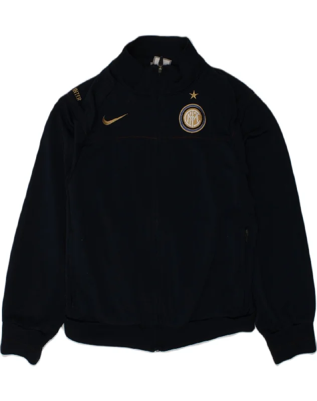 men's fleece jackets -NIKE Boys Tracksuit Top Jacket 10-11 Years Medium  Navy Blue Polyester