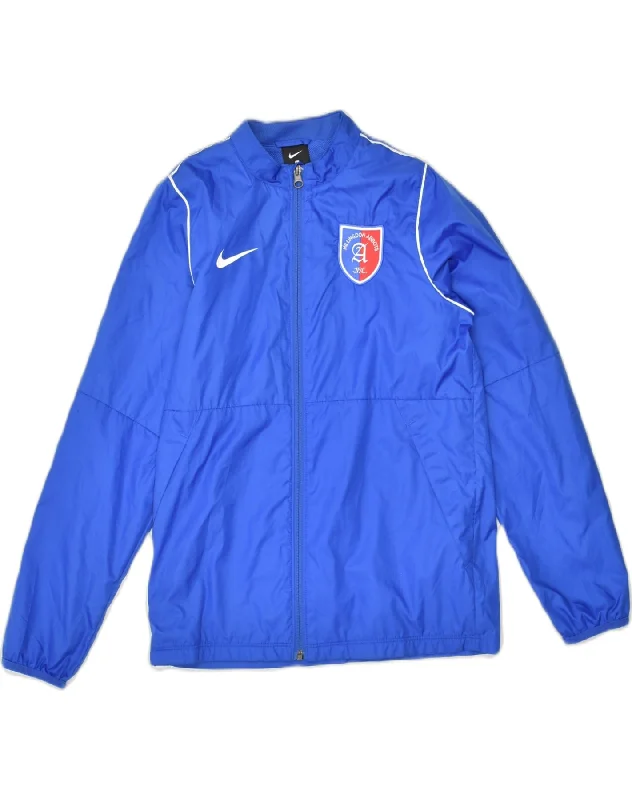 men's waterproof jackets -NIKE Boys Tracksuit Top Jacket 12-13 Years Large Blue Polyester