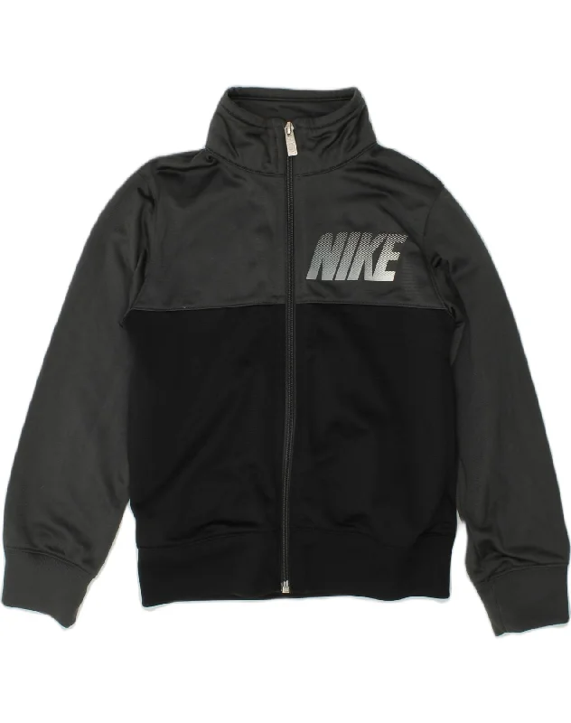 men's parka jackets with fur -NIKE Boys Tracksuit Top Jacket 6-7 Years XS Grey Colourblock Polyester