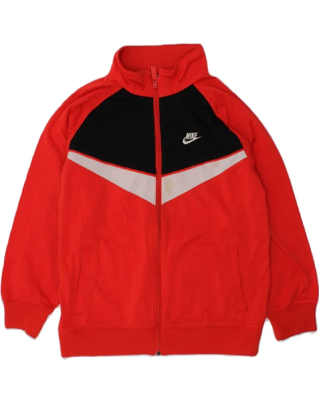 men's athletic jackets for outdoor -NIKE Boys Tracksuit Top Jacket 7-8 Years XL Red Polyester