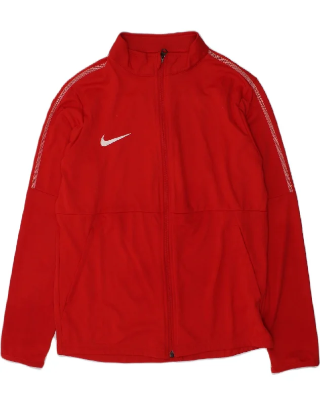 men's puffer jackets -NIKE Girls Dri Fit Tracksuit Top Jacket 13-14 Years Large Red Polyester