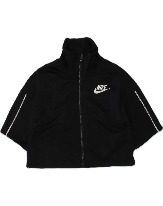 men's stylish denim jackets -NIKE Girls Short Sleeve Tracksuit Top Jacket 9-10 Years Medium  Black