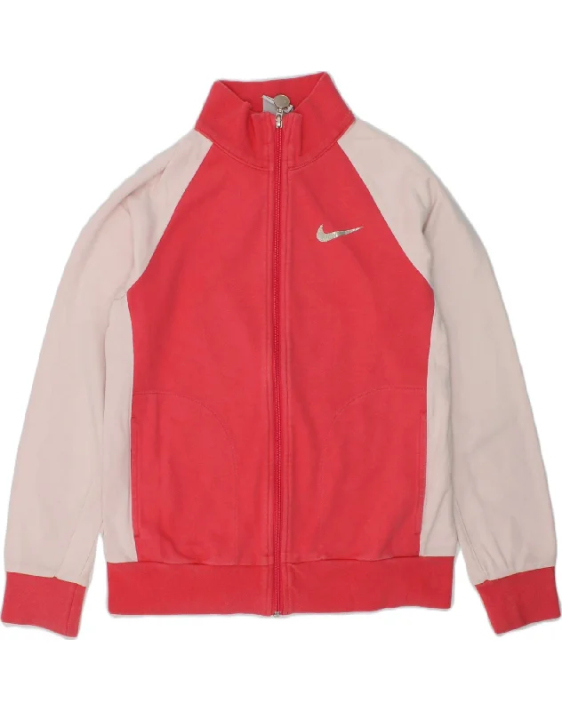 men's custom jackets -NIKE Girls Tracksuit Top Jacket 7-8 Years XL  Red Colourblock Cotton