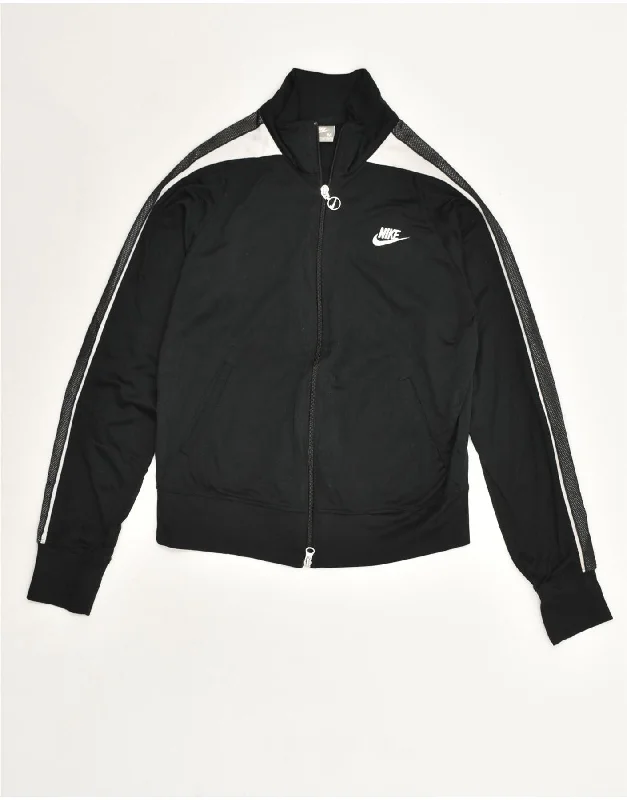 men's warm jackets for fall -NIKE Girls Tracksuit Top Jacket 8-9 Years Medium Black Polyester