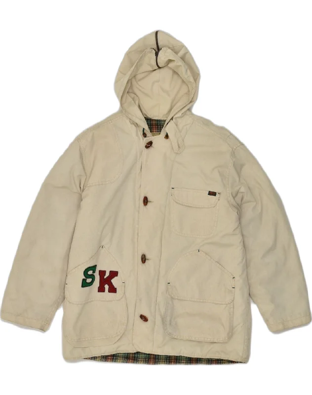 men's winter jackets -NORTH POLE Boys Hooded Windbreaker Jacket 15-16 Years Beige Polyester