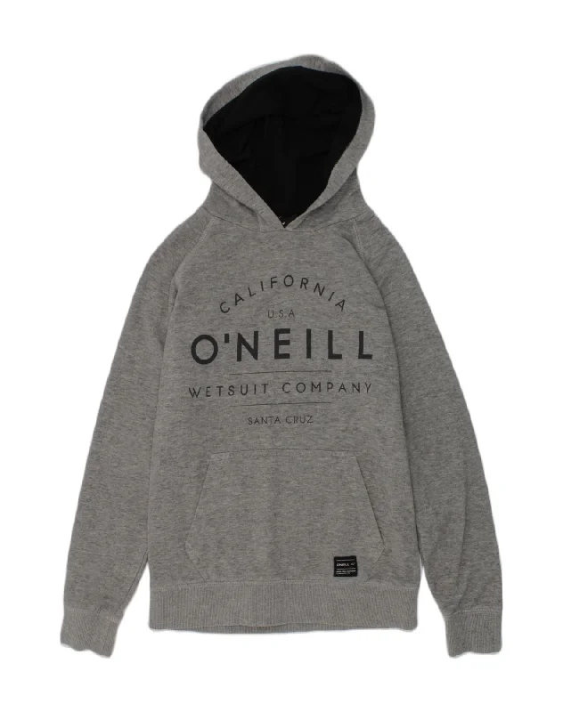 men's stylish pullover sweatshirts -O'NEILL Boys California Graphic Hoodie Jumper 10-11 Years Grey Cotton