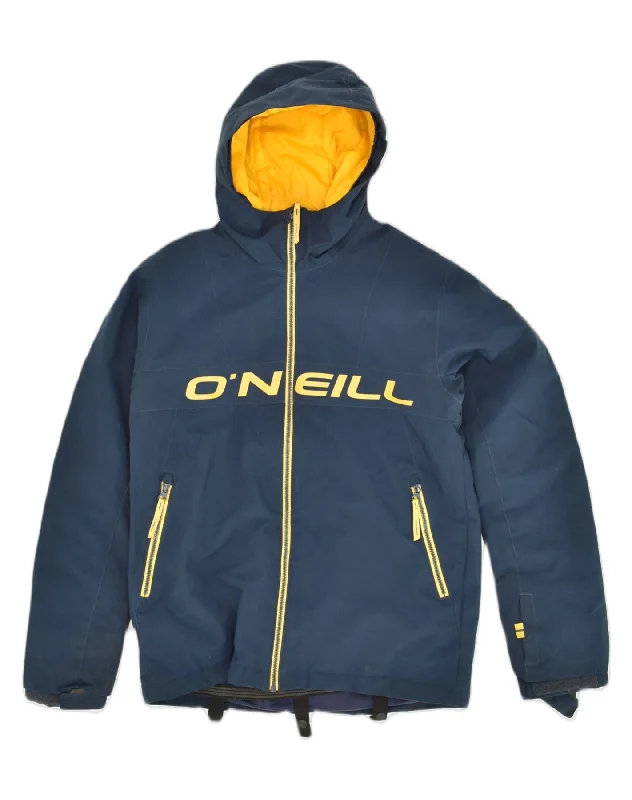 men's quilted jackets for winter -O'NEILL Boys Graphic Hooded Windbreaker Jacket 15-16 Years Navy Blue