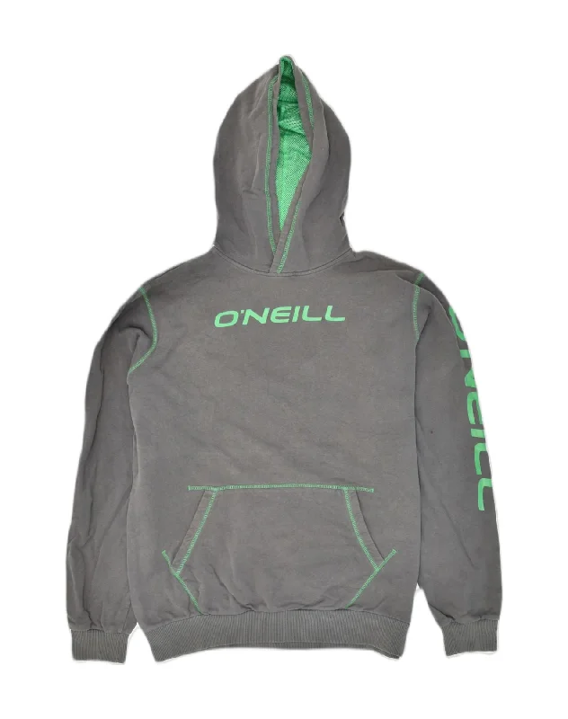 men's hoodie with unique design -O'NEILL Boys Graphic Hoodie Jumper 15-16 Years Grey Cotton