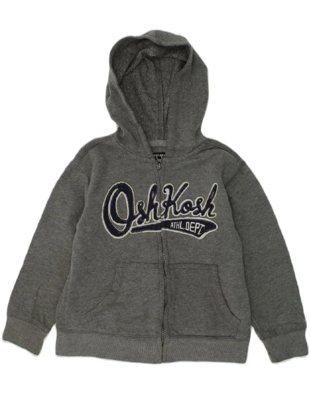 men's hoodie for daily wear -OSH KOSH Boys Graphic Hoodie Jumper 4-5 Years Grey Cotton