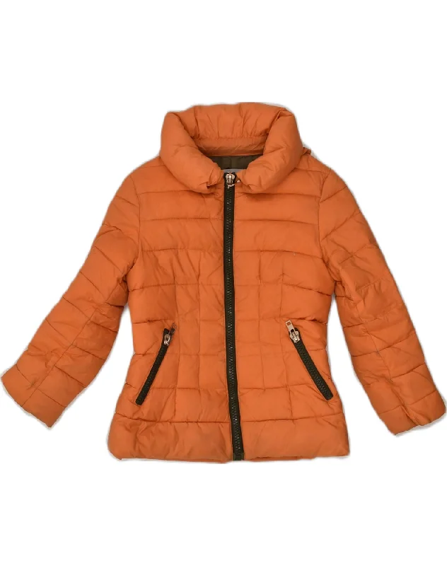 men's thick warm jackets -PATRIZIA PEPE Girls Hooded Padded Jacket 5-6 Years Medium Medium Orange Nylon