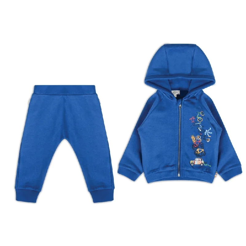 men's printed fleece sweatshirts -Paul Smith Junior Kids Boys "Zebra" Car with Bikes Hoodie+Pants Set