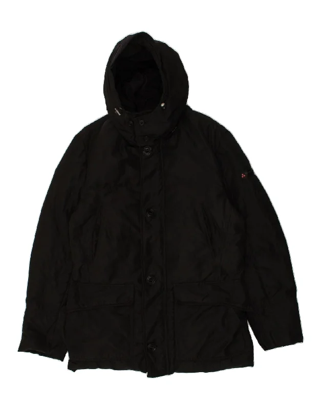 men's warm and insulated jackets -PEUTEREY Mens Hooded Windbreaker Jacket UK 38 Medium Black