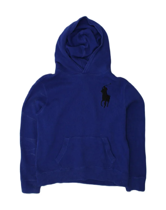 men's workout hoodies -POLO RALPH LAUREN Boys Hoodie Jumper 10-11 Years Medium  Blue Cotton