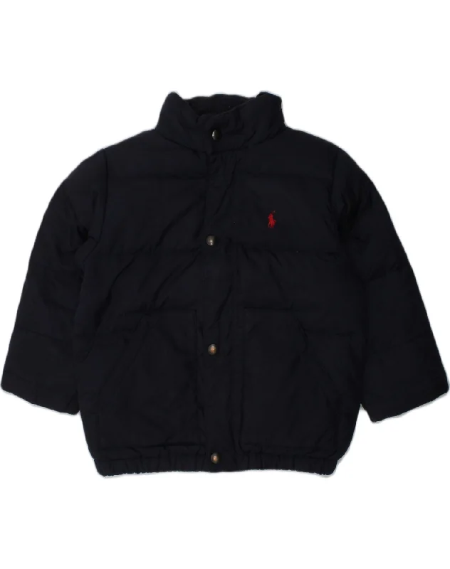 men's bomber jacket with patches -POLO RALPH LAUREN Boys Padded Jacket 2-3 Years Navy Blue Polyester