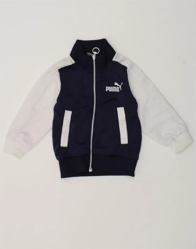 men's stylish black jackets -PUMA Baby Boys Tracksuit Top Jacket 6-9 Months Navy Blue Colourblock