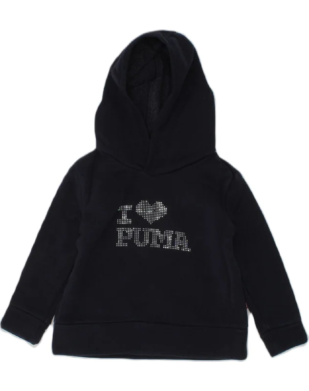 men's high-quality hoodies -PUMA Baby Girls Graphic Hoodie Jumper 18-24 Months Navy Blue Cotton