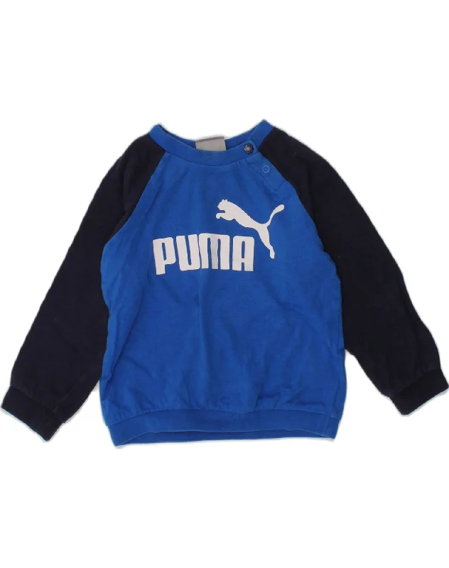 men's comfortable pullover sweatshirts -PUMA Baby Girls Graphic Sweatshirt Jumper 12-18 Months Blue Colourblock