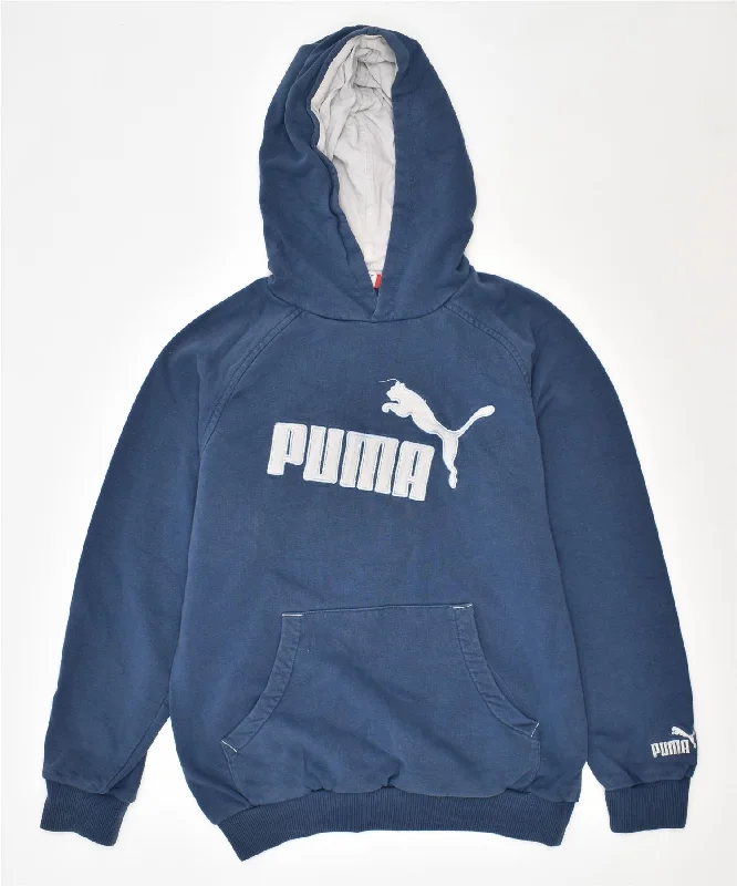 men's eco-friendly hoodies -PUMA Boys Graphic Hoodie Jumper 11-12 Years Blue Cotton