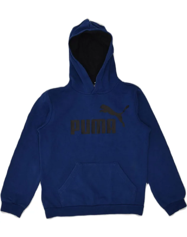 men's light hoodie for spring -PUMA Boys Graphic Hoodie Jumper 11-12 Years Blue Cotton