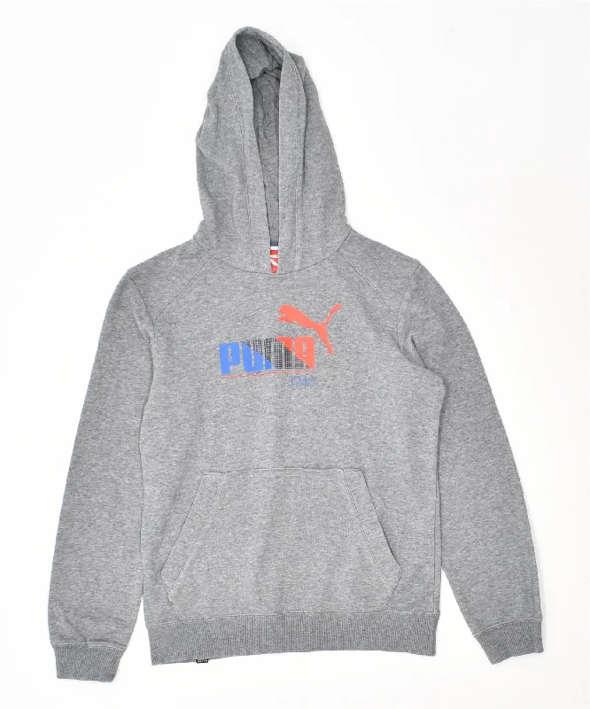 men's hoodie for outdoor workouts -PUMA Boys Graphic Hoodie Jumper 11-12 Years Grey