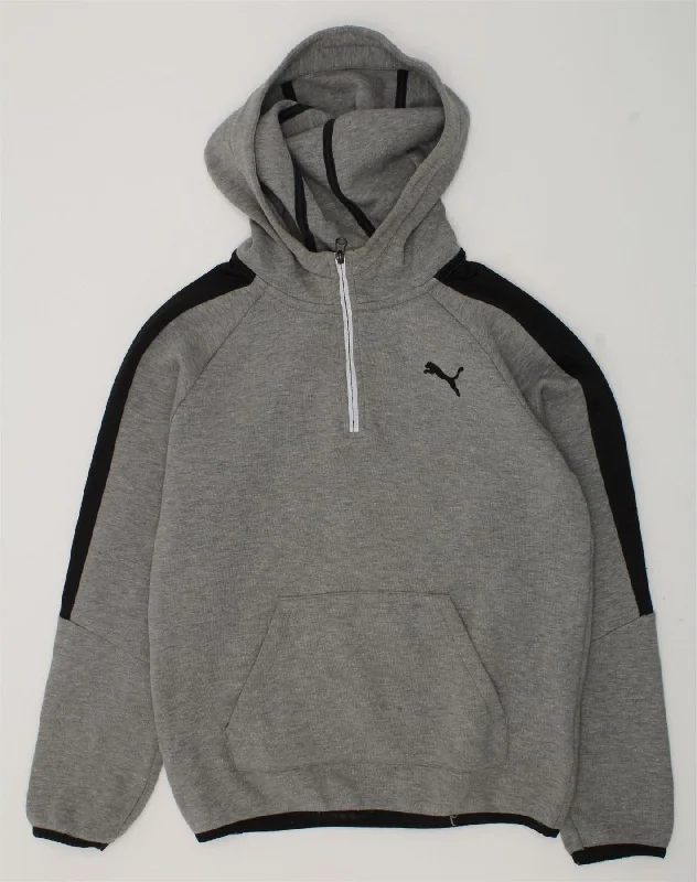 men's casual zip-up hoodies -PUMA Boys Graphic Hoodie Jumper 11-12 Years Grey Cotton