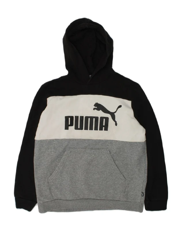 men's hoodie for winter sports -PUMA Boys Graphic Hoodie Jumper 13-14 Years Multicoloured Colourblock