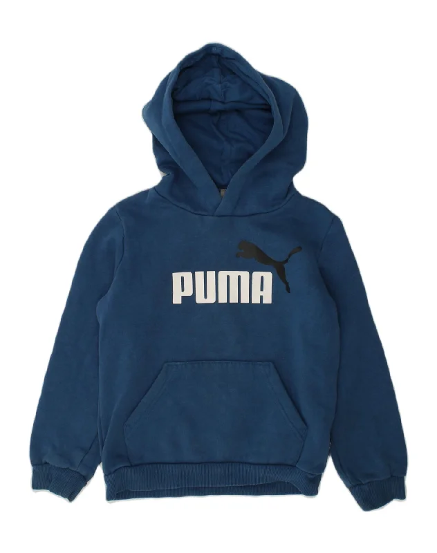 men's colorful hoodies -PUMA Boys Graphic Hoodie Jumper 7-8 Years Blue Cotton