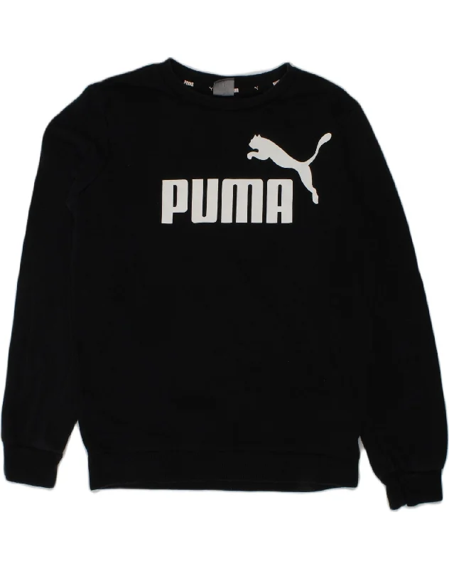 men's hoodie sweatshirt -PUMA Boys Graphic Sweatshirt Jumper 11-12 Years Black