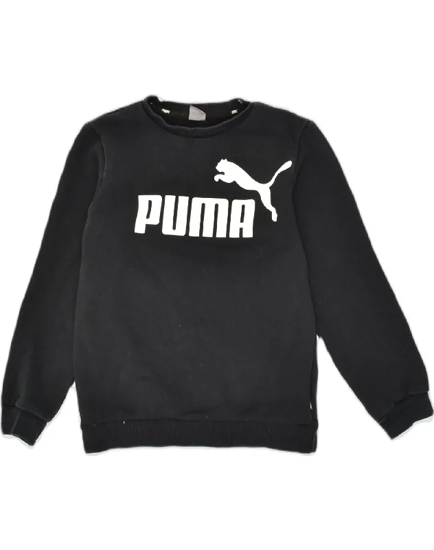 men's warm winter hoodies -PUMA Boys Graphic Sweatshirt Jumper 13-14 Years Black Cotton