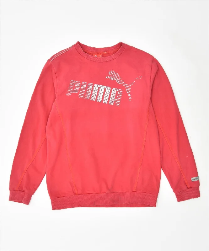 men's graphic hoodies -PUMA Boys Graphic Sweatshirt Jumper 15-16 Years Red Cotton