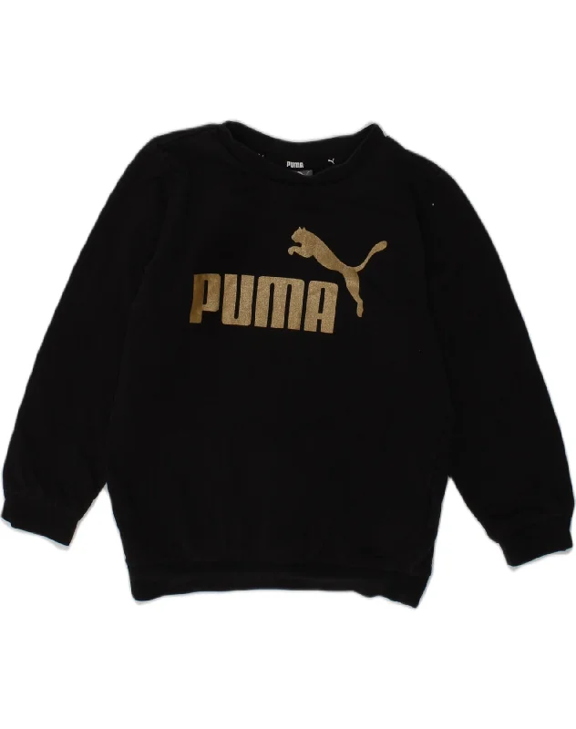 men's hoodie sweatshirt -PUMA Boys Graphic Sweatshirt Jumper 2-3 Years Black Cotton