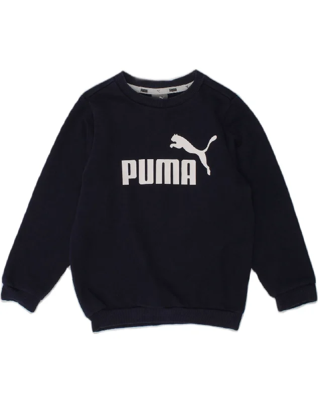 men's performance hoodies -PUMA Boys Graphic Sweatshirt Jumper 2-3 Years Navy Blue