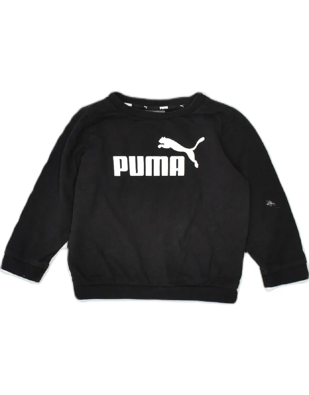 men's pullover hoodie for winter -PUMA Boys Graphic Sweatshirt Jumper 3-4 Years Black Cotton