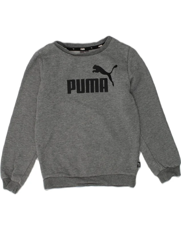 men's hoodies for winter -PUMA Boys Graphic Sweatshirt Jumper 7-8 Years Grey Cotton