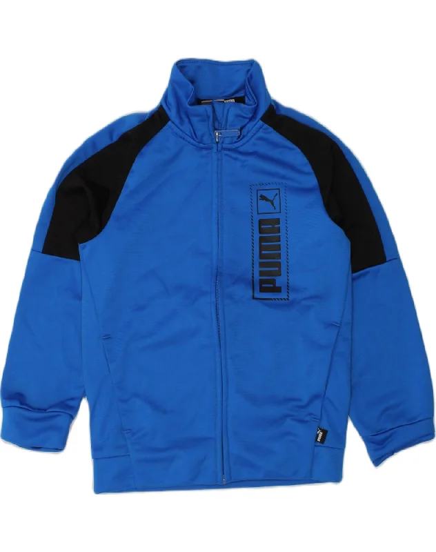 men's insulated jackets for snow -PUMA Boys Graphic Tracksuit Top Jacket 5-6 Years Blue Colourblock