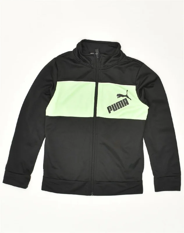 men's casual blazers -PUMA Boys Graphic Tracksuit Top Jacket 6-7 Years Black Colourblock