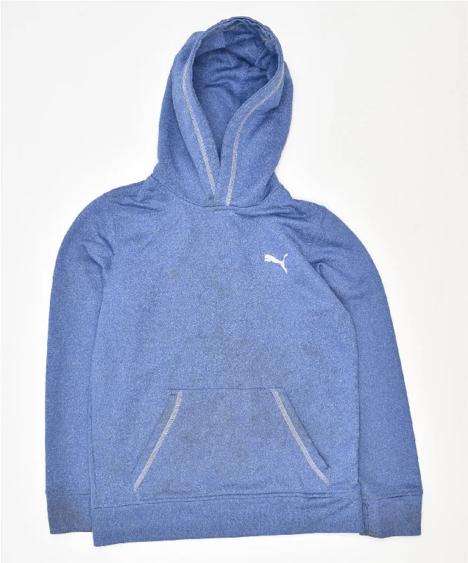 men's comfortable casual hoodies -PUMA Boys Hoodie Jumper 10-11 Years Medium Blue Polyester