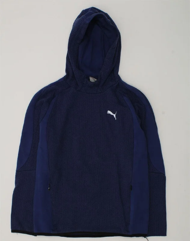 men's hoodie for outdoor wear -PUMA Boys Hoodie Jumper 11-12 Years Navy Blue Cotton