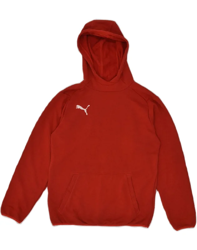 men's trendy hoodies -PUMA Boys Hoodie Jumper 11-12 Years Red Cotton