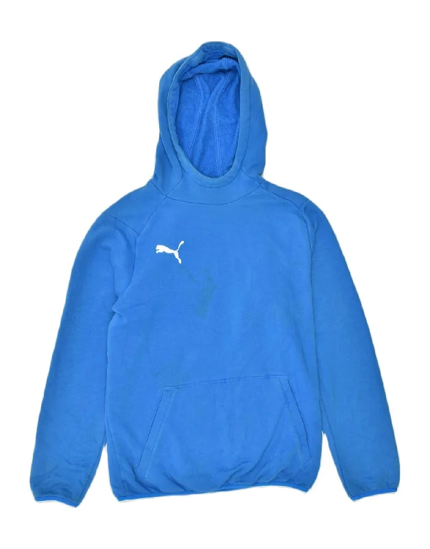 men's hoodie with zipper closure -PUMA Boys Hoodie Jumper 13-14 Years Blue Cotton