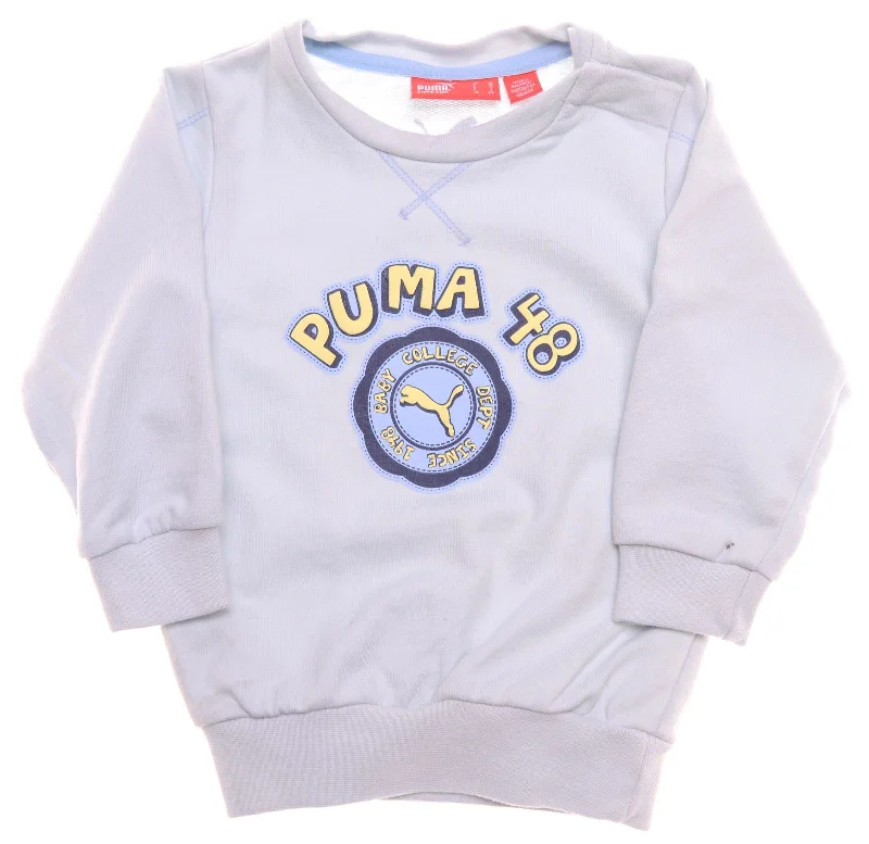 men's trendy hoodies -PUMA Boys Sweatshirt Jumper 3-6 Months Blue Cotton