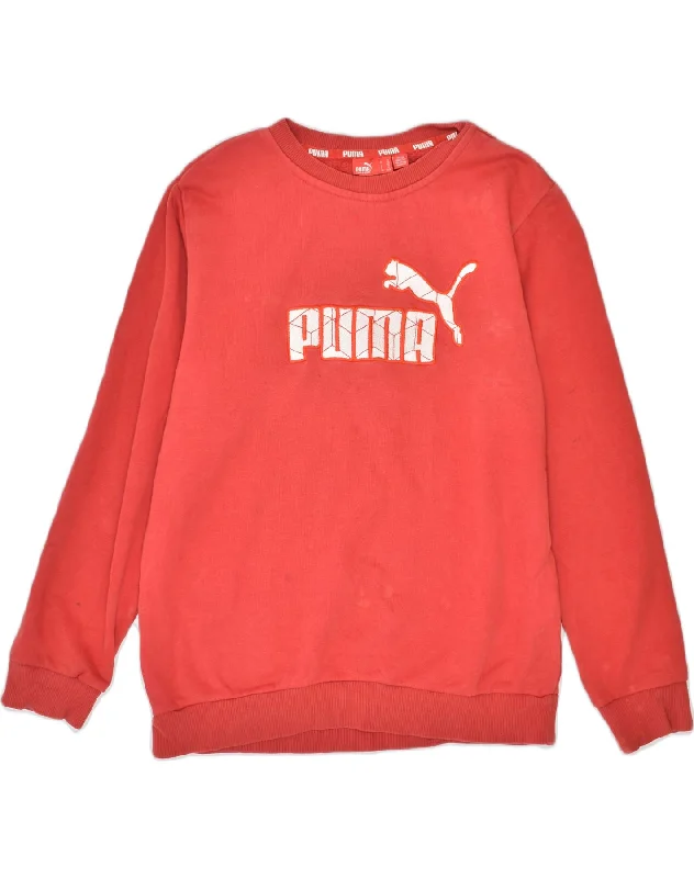 men's lightweight sweatshirts -PUMA Boys Sweatshirt Jumper 9-10 Years Red Cotton Sports