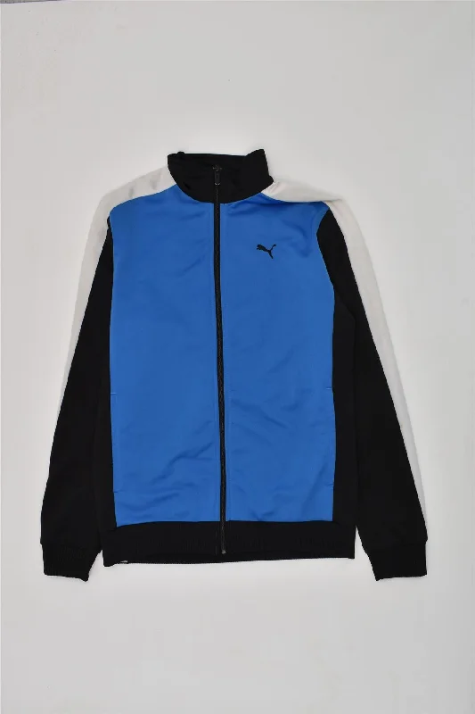 men's trench jackets for winter -PUMA Boys Tracksuit Top Jacket 11-12 Years Navy Blue Colourblock Polyester